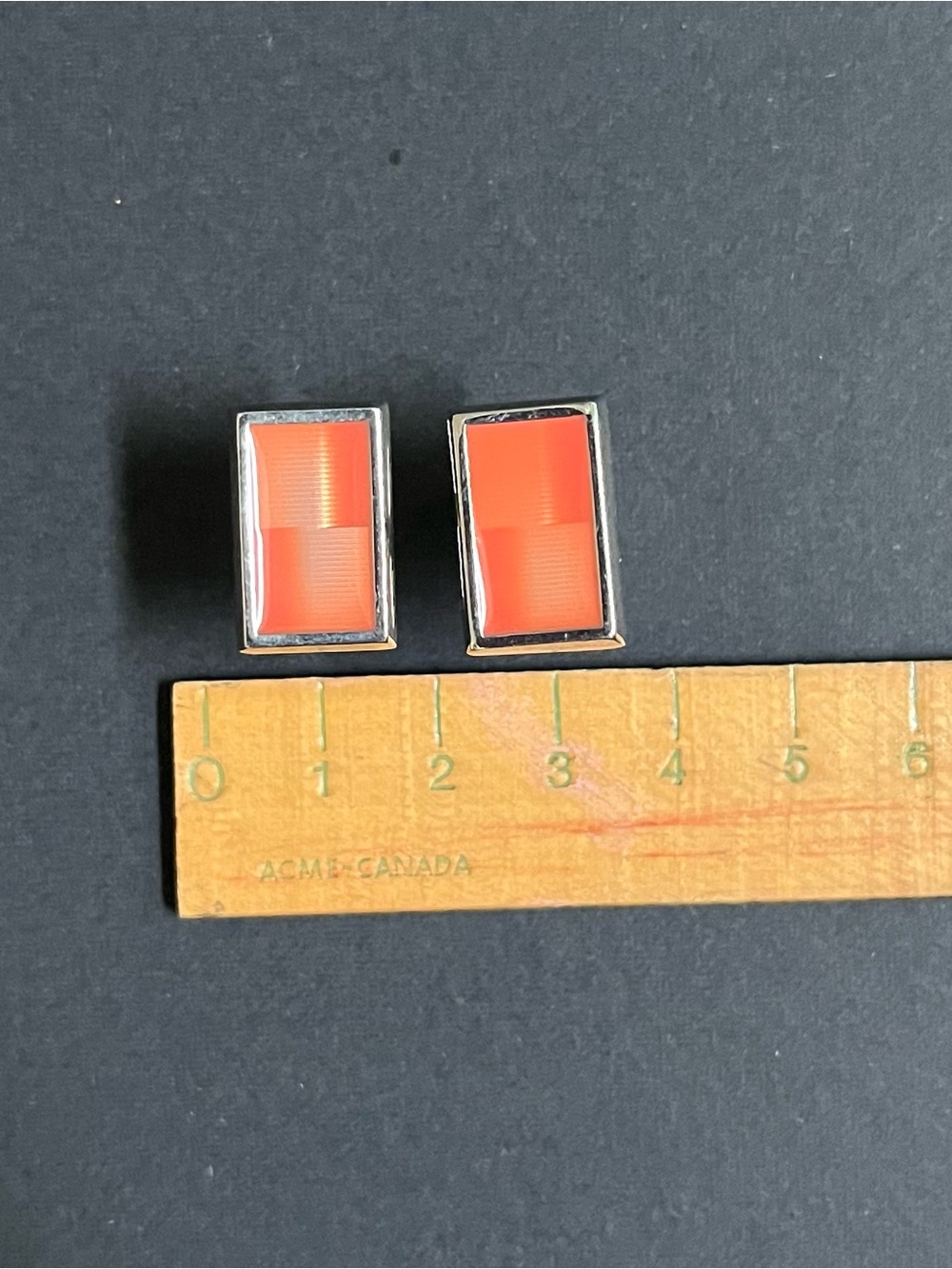 Coral-Orange Rectangular Cufflinks - Picture 3 of 4